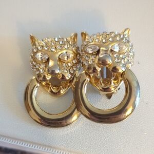 Elegant Gold and Silver Panther Earrings